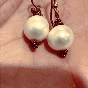 Genuine freshwater white pearl earrings in delicate silver settings